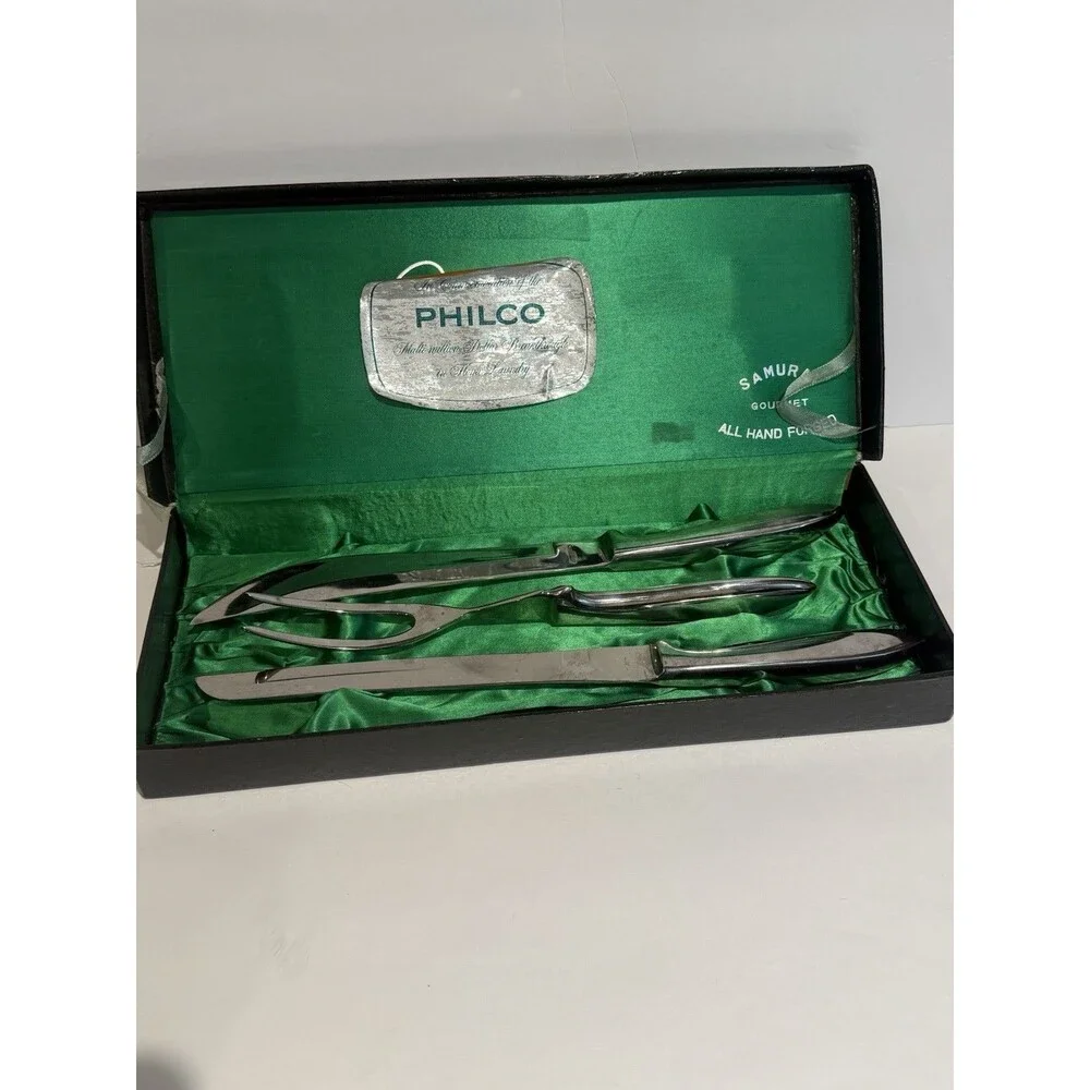 Vintage Riviera Custom-Concave Stainless Samuri 3 Pc Carving Set Japan with box